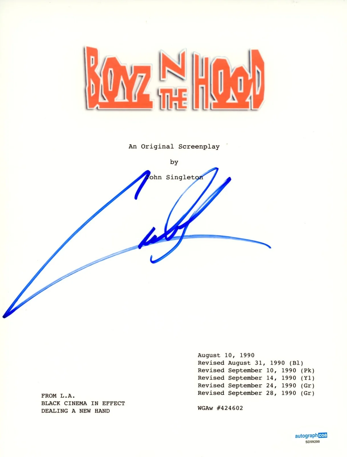 Cuba Gooding Jr — CUBA GOODING JR SIGNED BOYZ IN THE HOOD MOVIE SCRIPT AUTOGRAPH COA ACOA, image 2