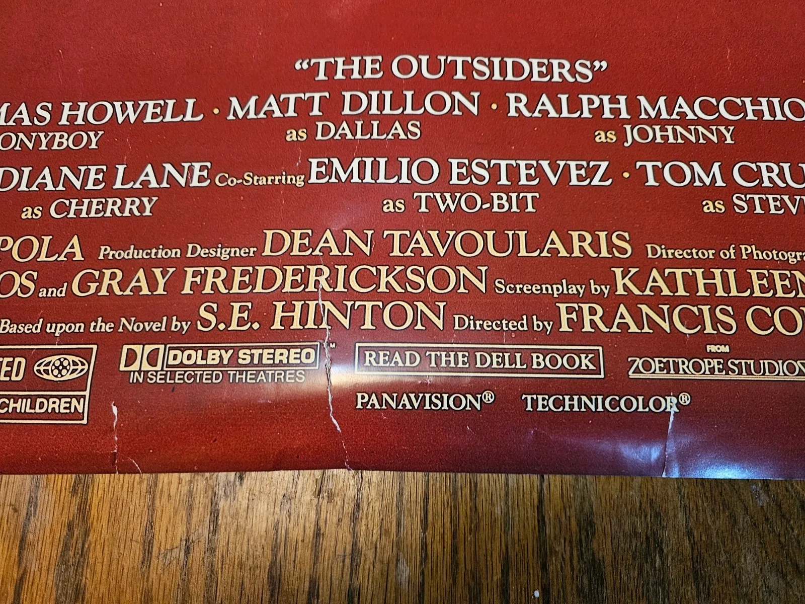 LARGE MOVIE POSTER "THE OUTSIDERS" (1983) RARE ORIGINAL POSTER Cruise, Dillon et, изображение 2