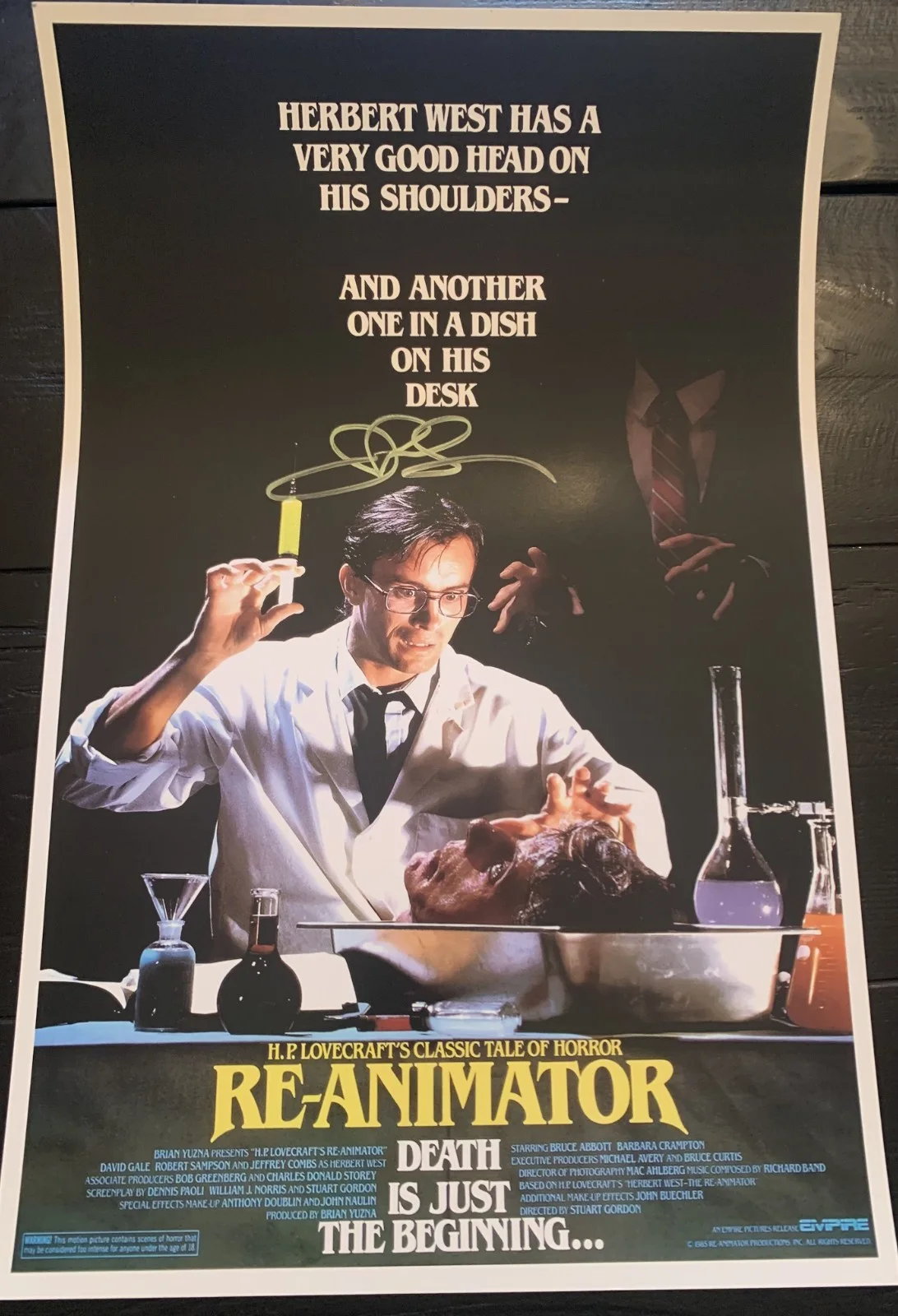 Jeffrey Combs — Jeffrey Combs SIGNED 11x17 mini poster Re-Animator Herbert West