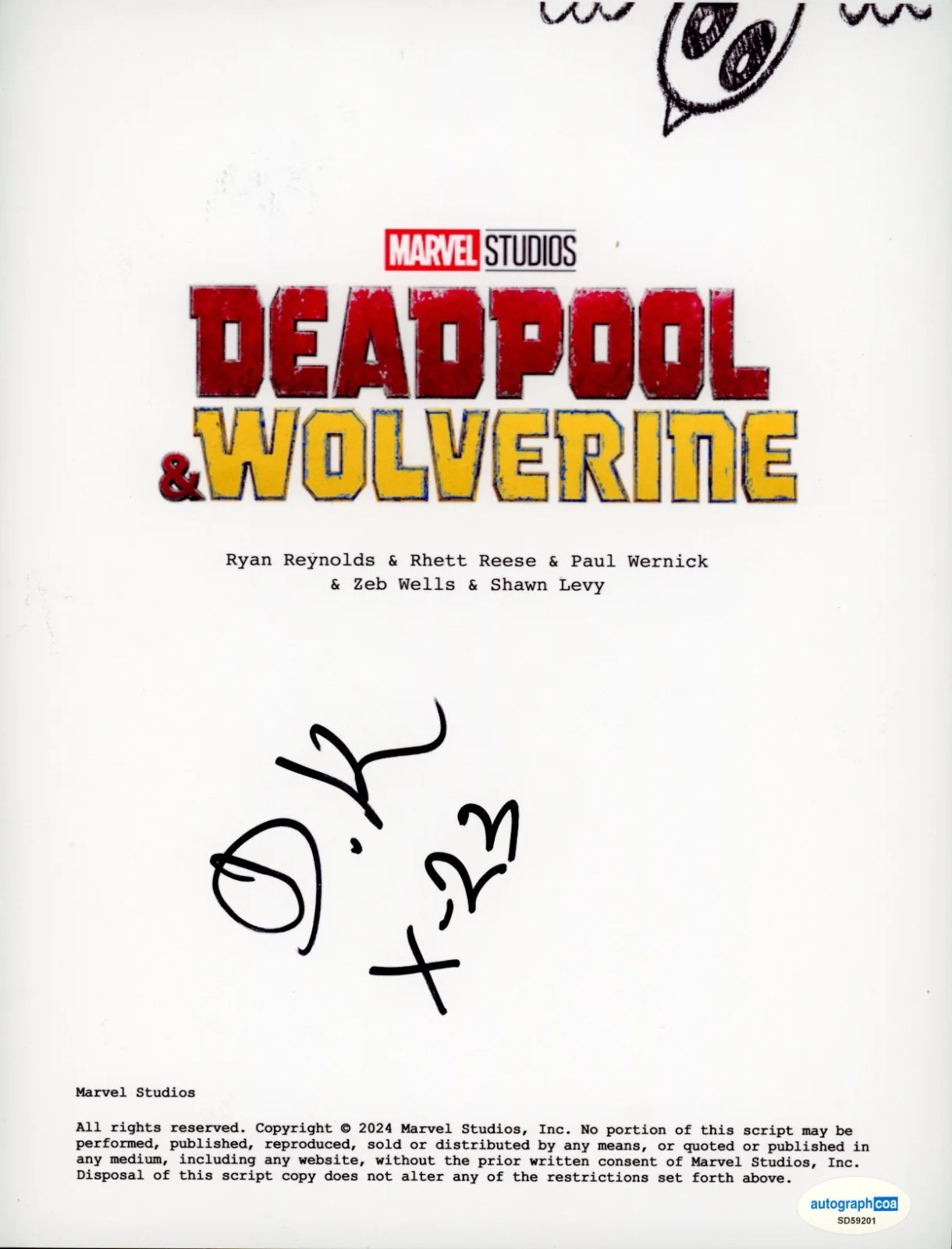 DAFNE KEEN — DAFNE KEEN SIGNED DEADPOOL & WOLVERINE SIGNED MOVIE SCRIPT AUTOGRAPH COA ACOA, image 2