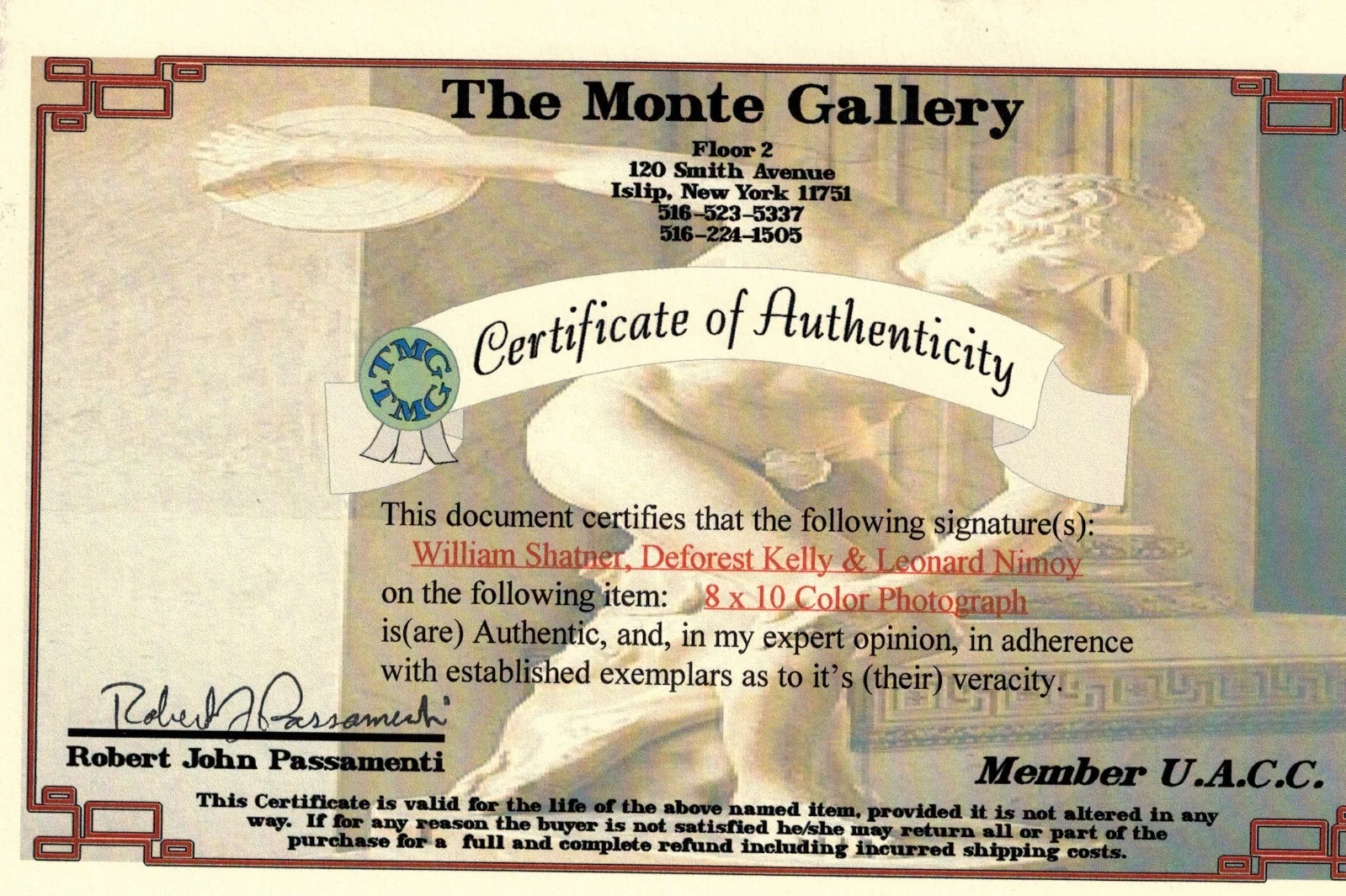 STAR TREK - ORG. AUTOGRAPHS 8X10 PHOTO -SHATNER, NIMOY & KELLY- MINT PHOTO - COA, изображение 3
