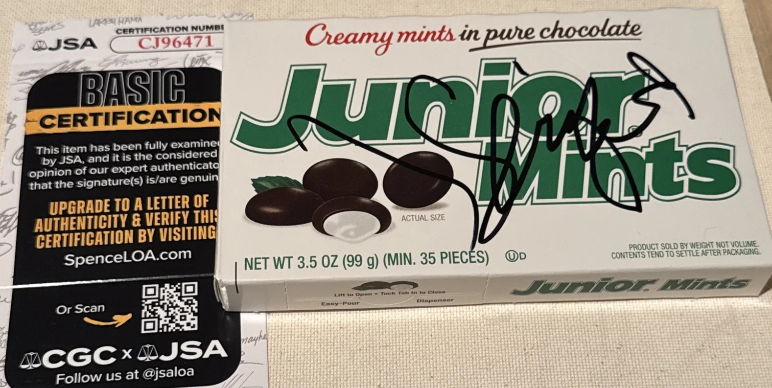 Jerry Seinfeld — Jerry Seinfeld Signed Autographed Junior Mints Candy Box JSA COA (A), image 2