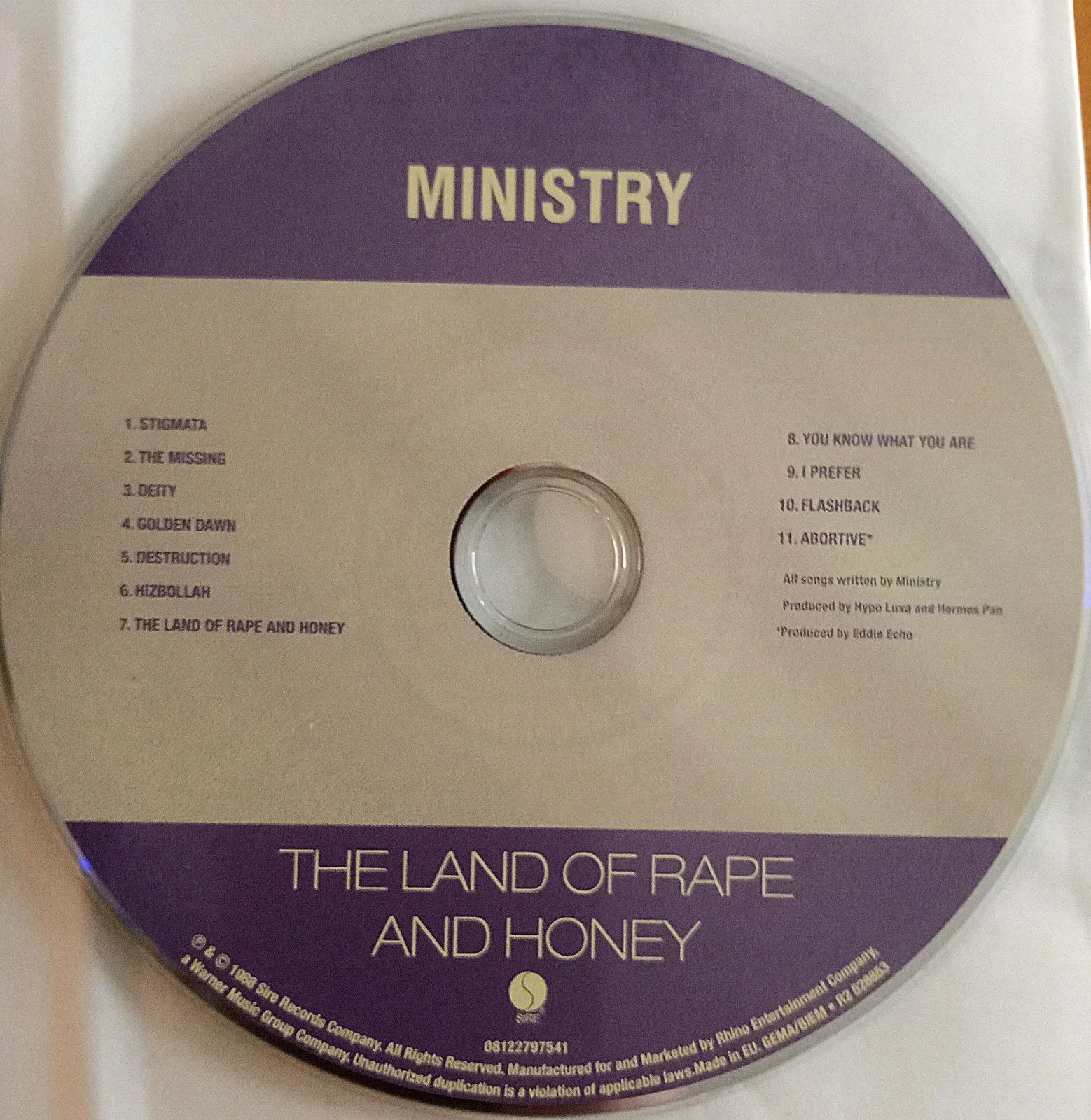 Ministry Land Of Rape and Honey signed cardboard sleeve edition, image 4