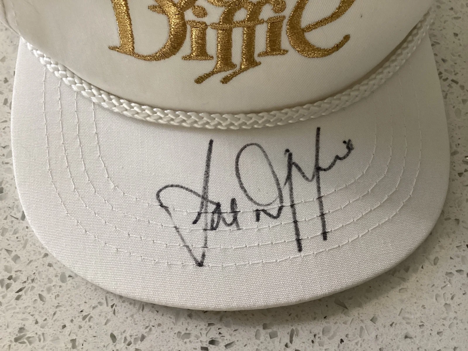 Vintage Joe Diffie Autographed Hat Cap white gold, image 2