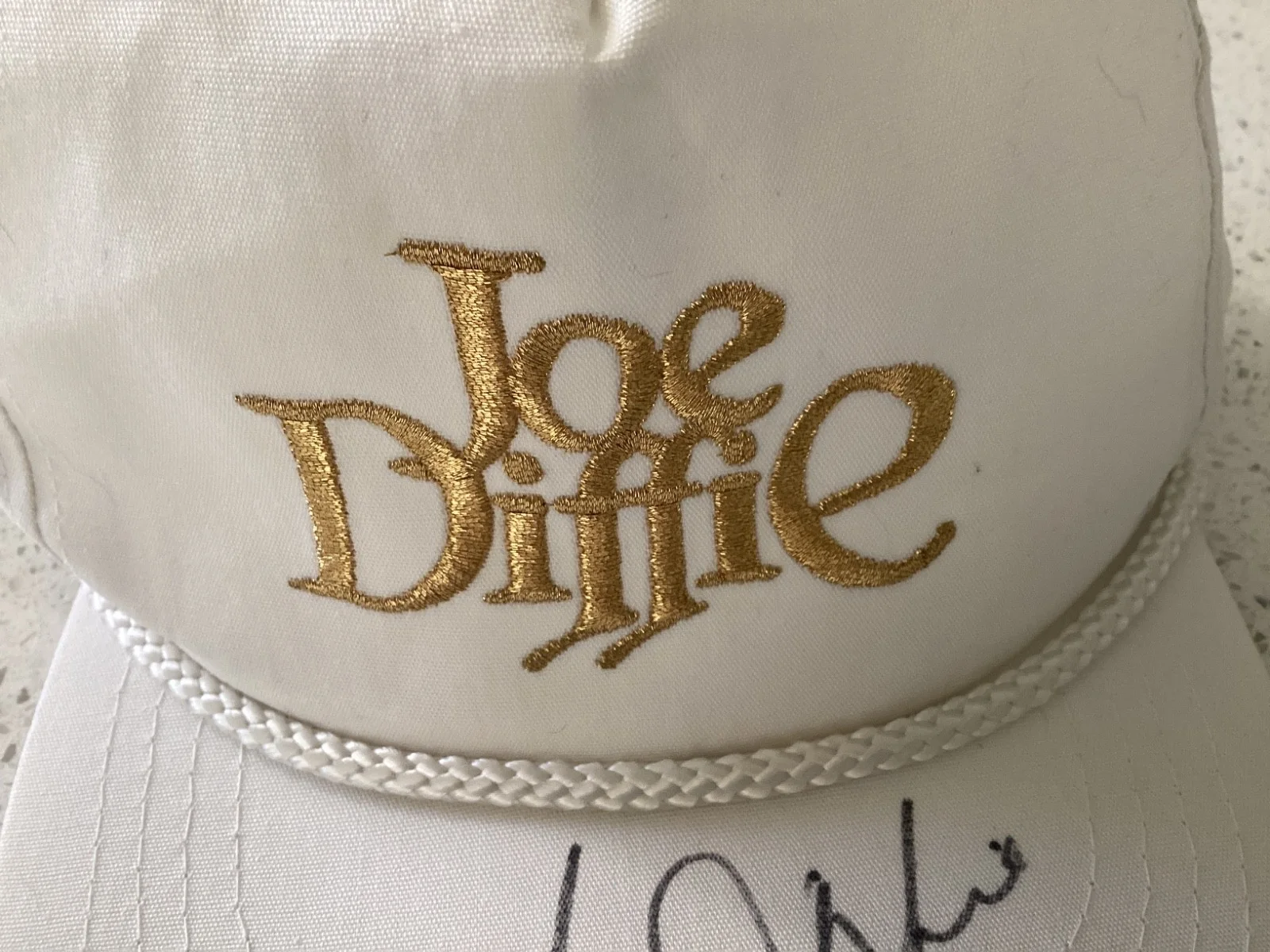 Vintage Joe Diffie Autographed Hat Cap white gold, image 3