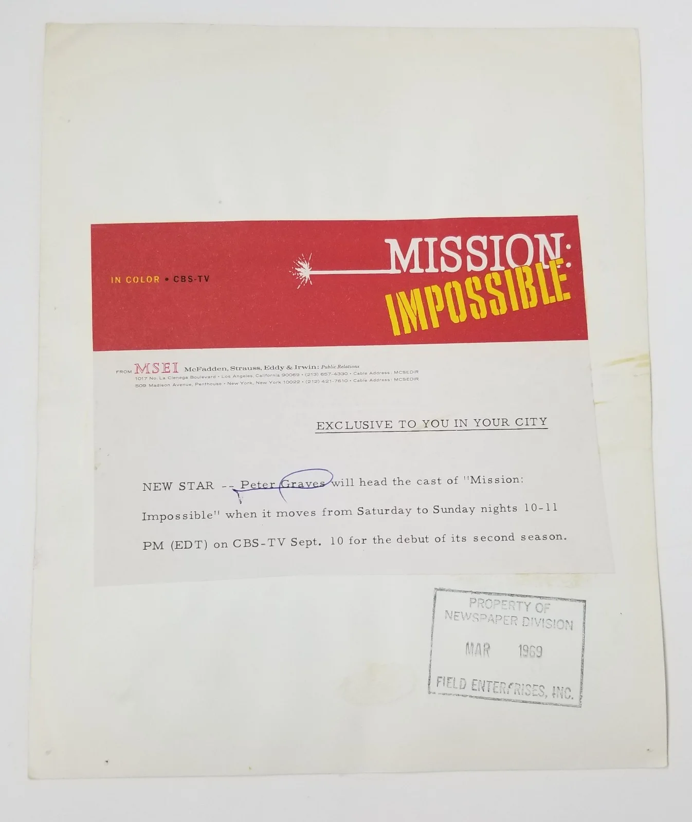Peter Graves REAL hand SIGNED 1969 Mission Impossible Photo JSA COA Autographed, image 4