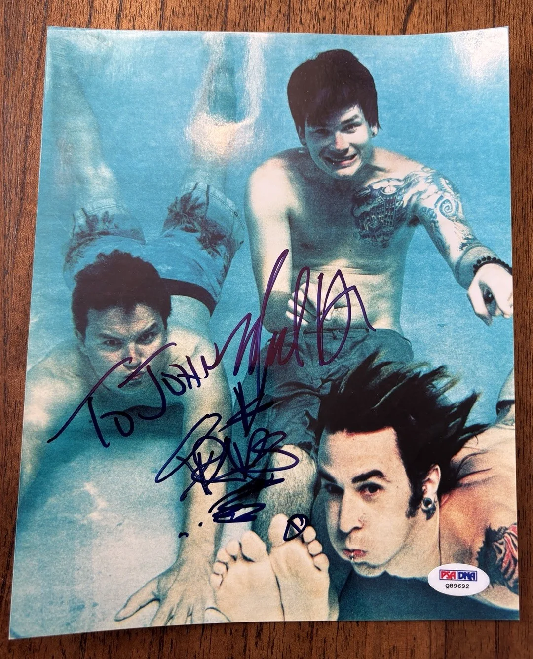Blink 182 Mark Hoppus Travis Barker Signed Band Photo 8x10 PSA Sticker Only 🛸, image 2