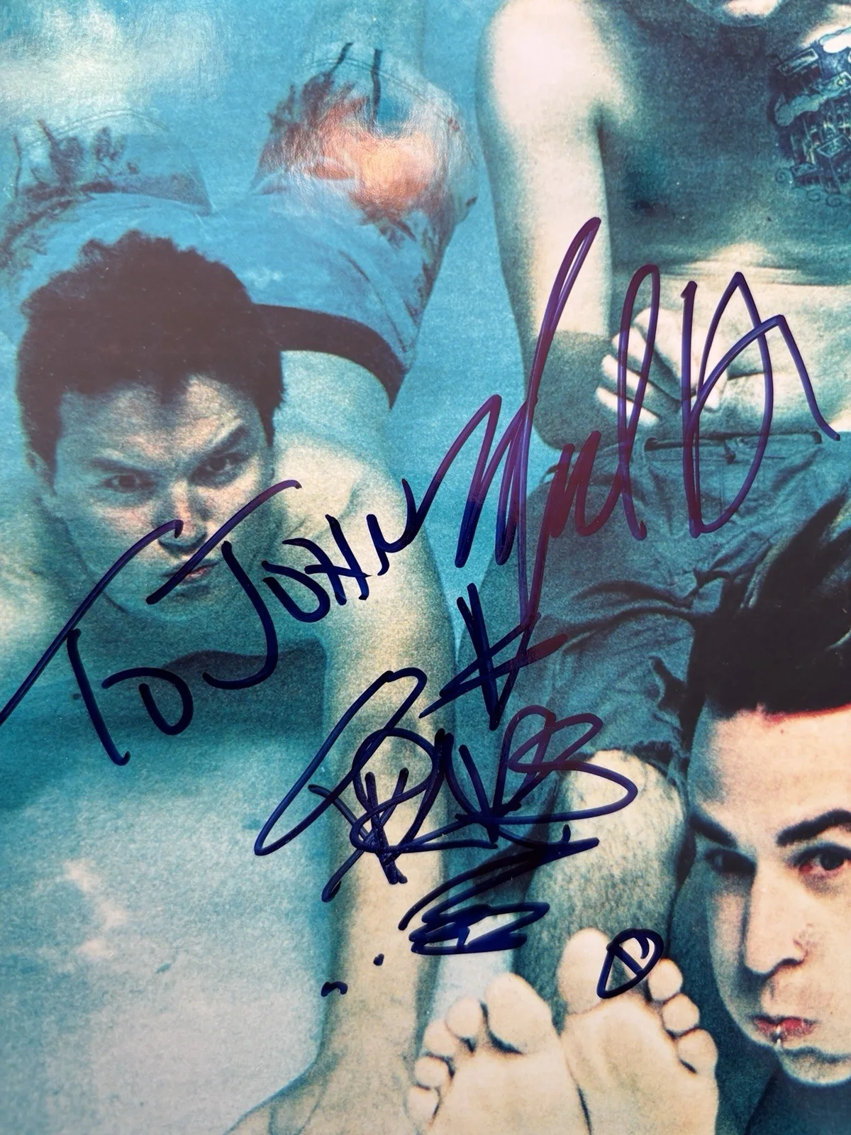 Blink 182 Mark Hoppus Travis Barker Signed Band Photo 8x10 PSA Sticker Only 🛸, image 3