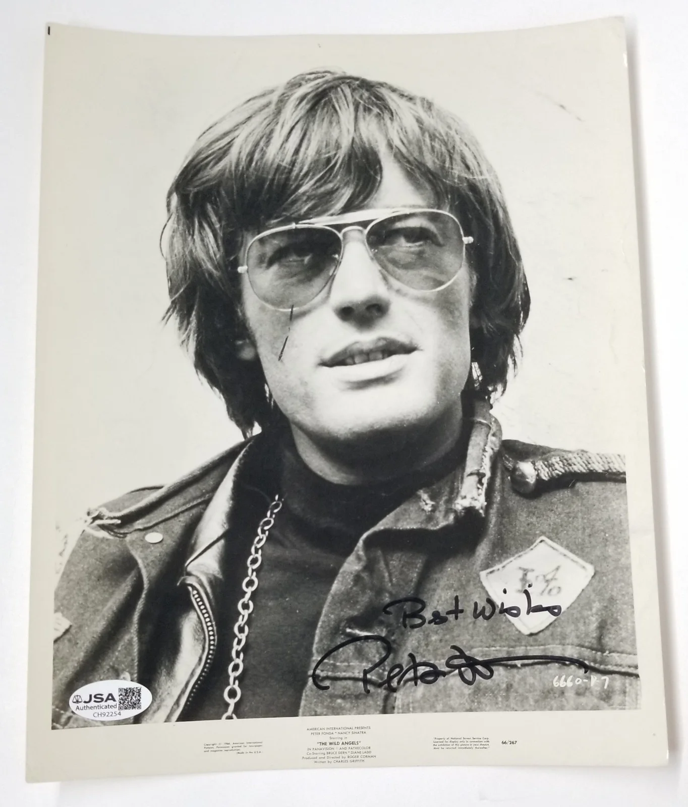 Peter Fonda — Peter Fonda SIGNED 1966 Wild Angels Promo Photo JSA COA Autographed Easy Rider