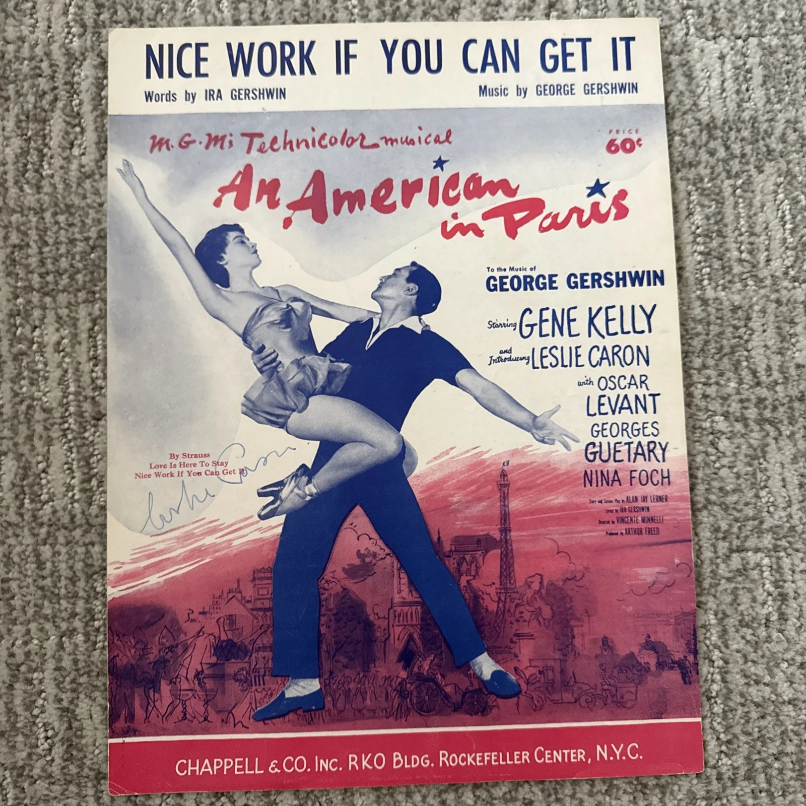 Leslie Caron Signed Autograph Sheet Music An American In Paris COA, image 2
