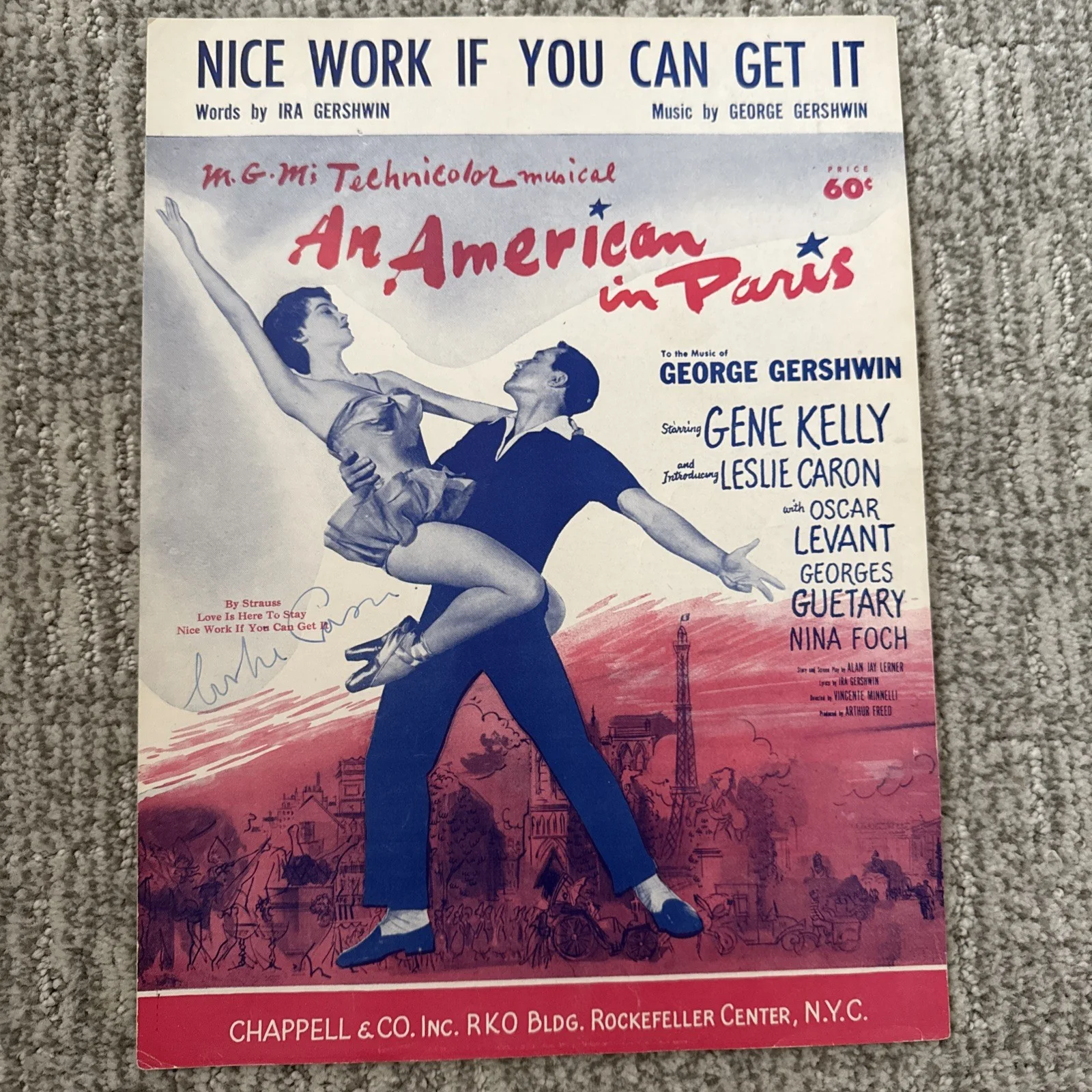 Leslie Caron Signed Autograph Sheet Music An American In Paris COA, image 3