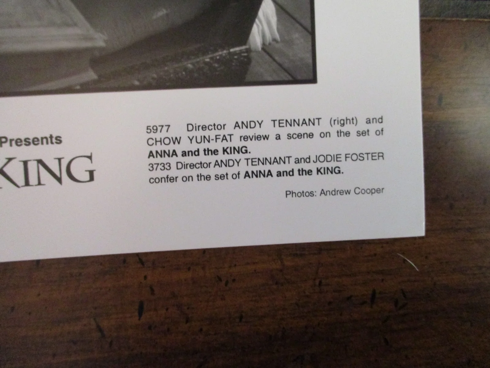 Jodie Foster/Chow Yun-Fat/Andy Tennant(ANNA AND THE KING)1999 8 x 10 B & W Photo, изображение 3