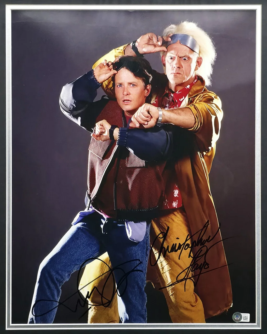 Michael J. Fox — Michael J. Fox Christopher Llyod Auto Framed 16x20 Photo Back 2 Future Beckett, image 2