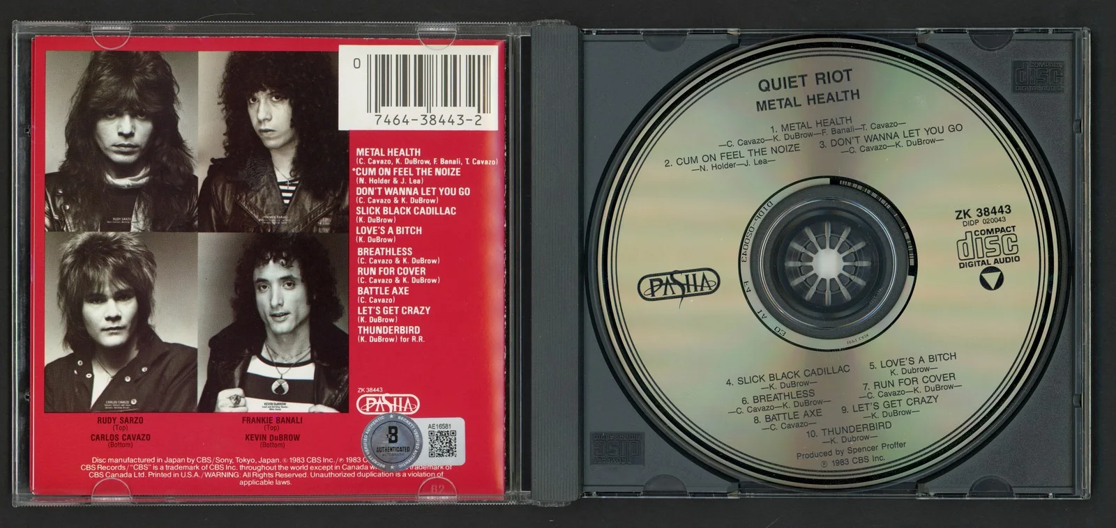 Quiet Riot Signed Metal Health CD Cover 4 Sigs Kevin DuBrow Beckett #AE16581, изображение 2