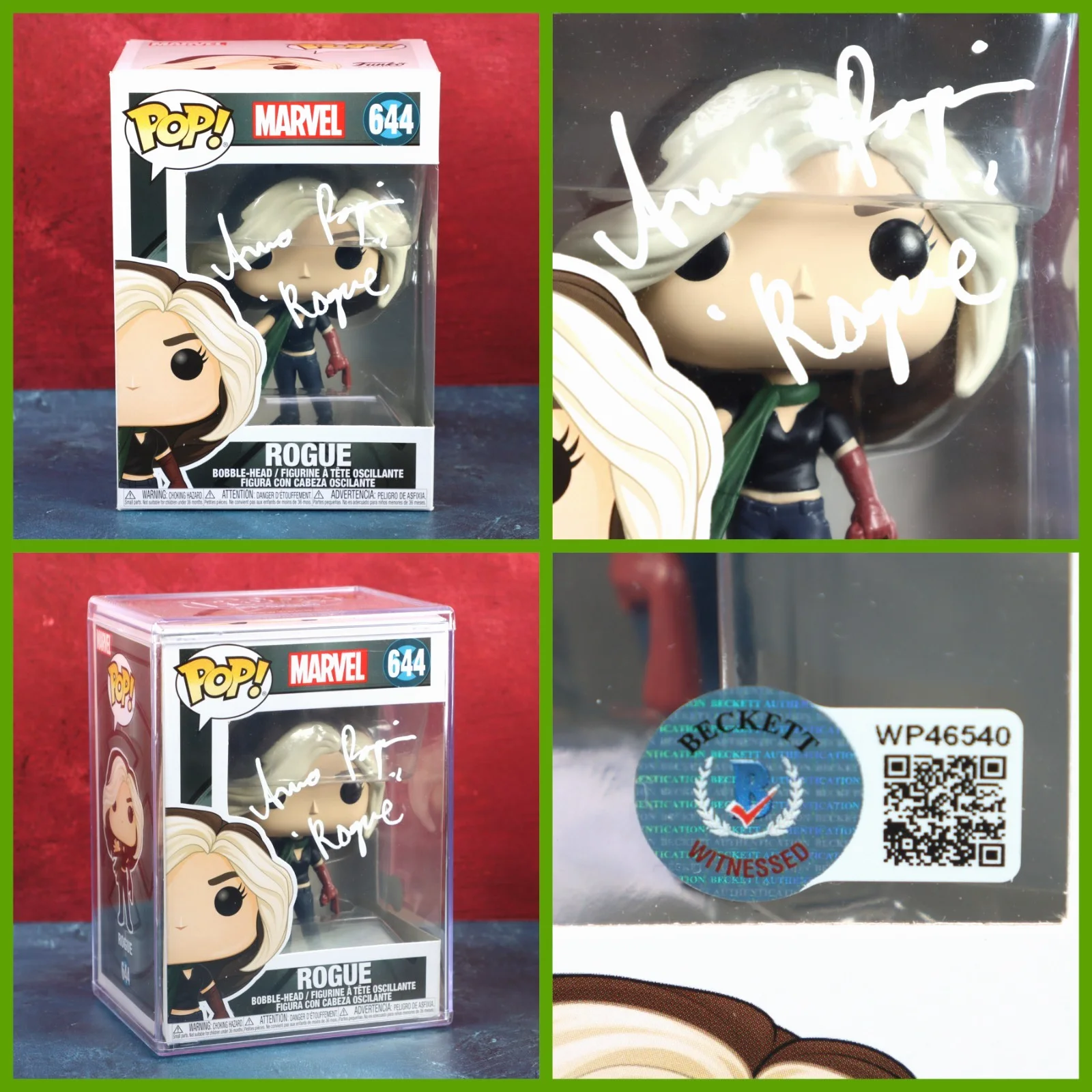 Anna Paquin — Anna Paquin Rogue Signed Funko Pop 644 X-Men Marvel BAS COA 2019 With Protector