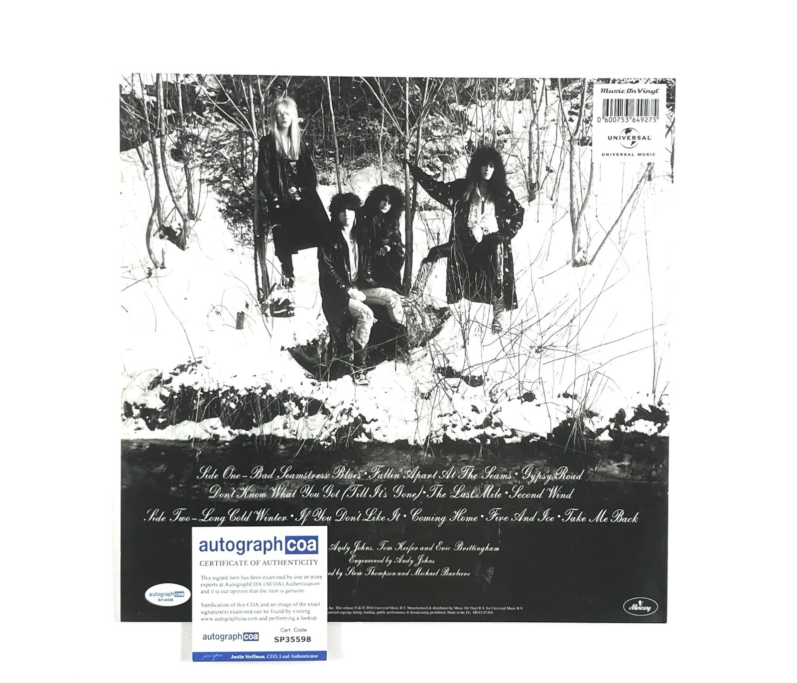 Cinderella Tom Keifer Autographed Long Cold Winter Reissue Vinyl Album Record, изображение 3