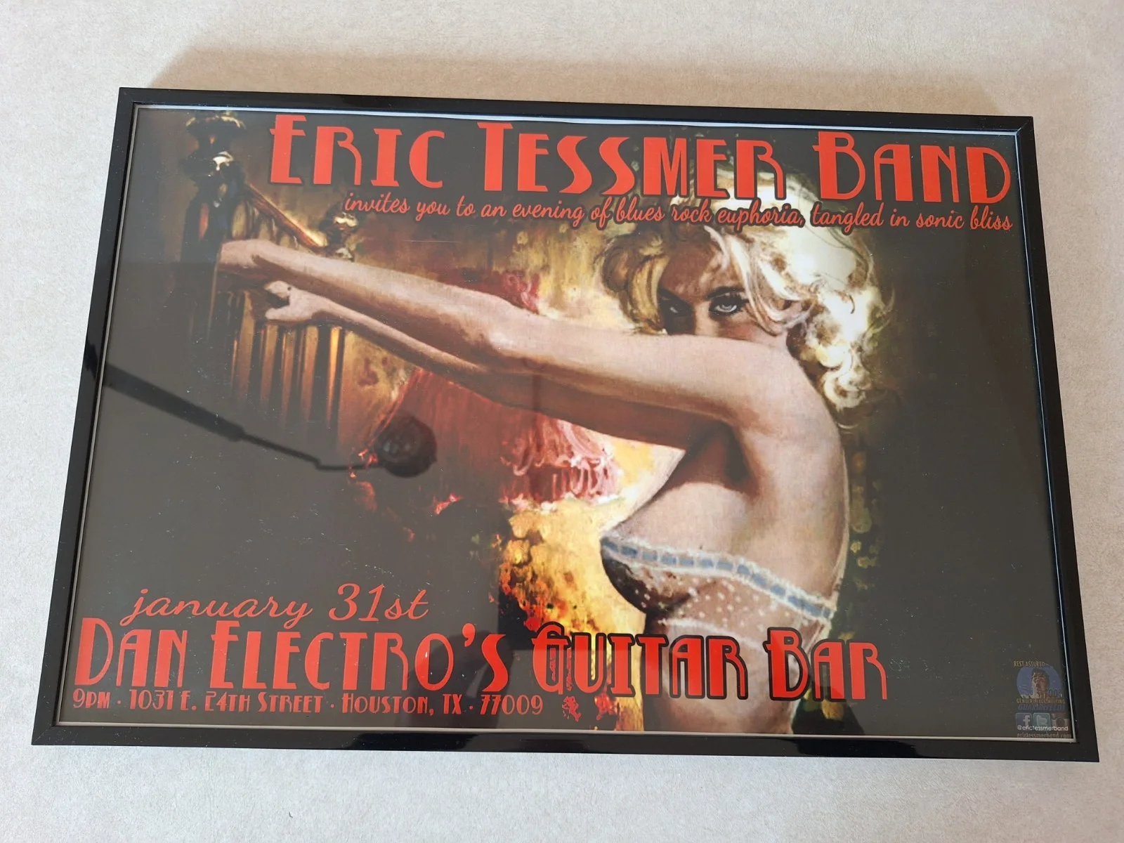 Eric Tessmer Band Framed Poster: Dan Electro's Guiter Bar: 12.5" x 18.5", изображение 2