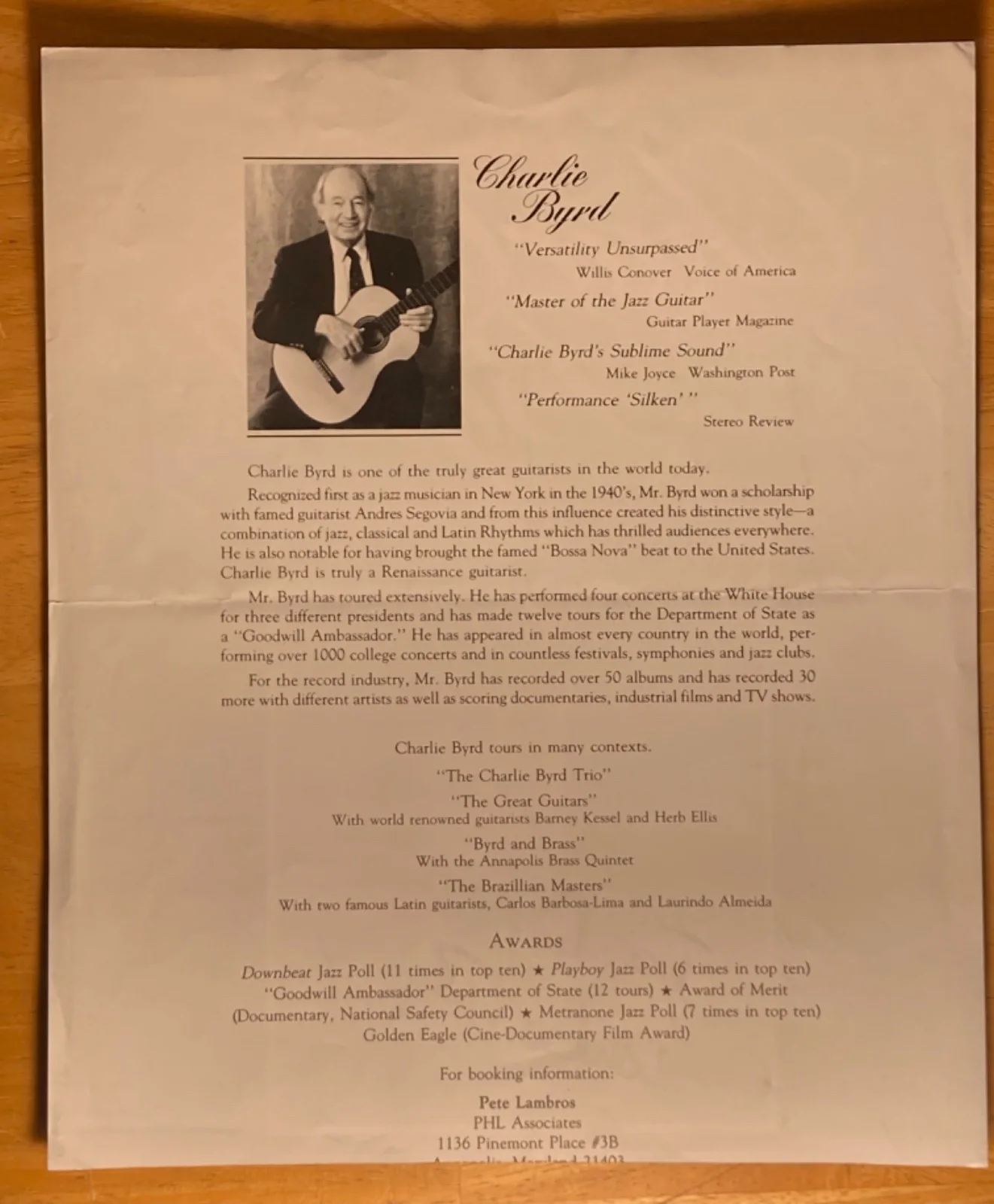 Hand SIGNED Charlie Byrd 8.5x10 (Page) - Legendary Jazz Guitarist (R.I.P.), изображение 3