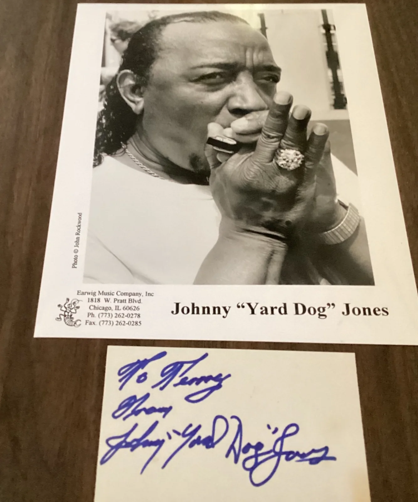 JOHNNY YARD DOG JONES Signed 3x5 Card with Promo Photo Chicago Blues RARE, изображение 2