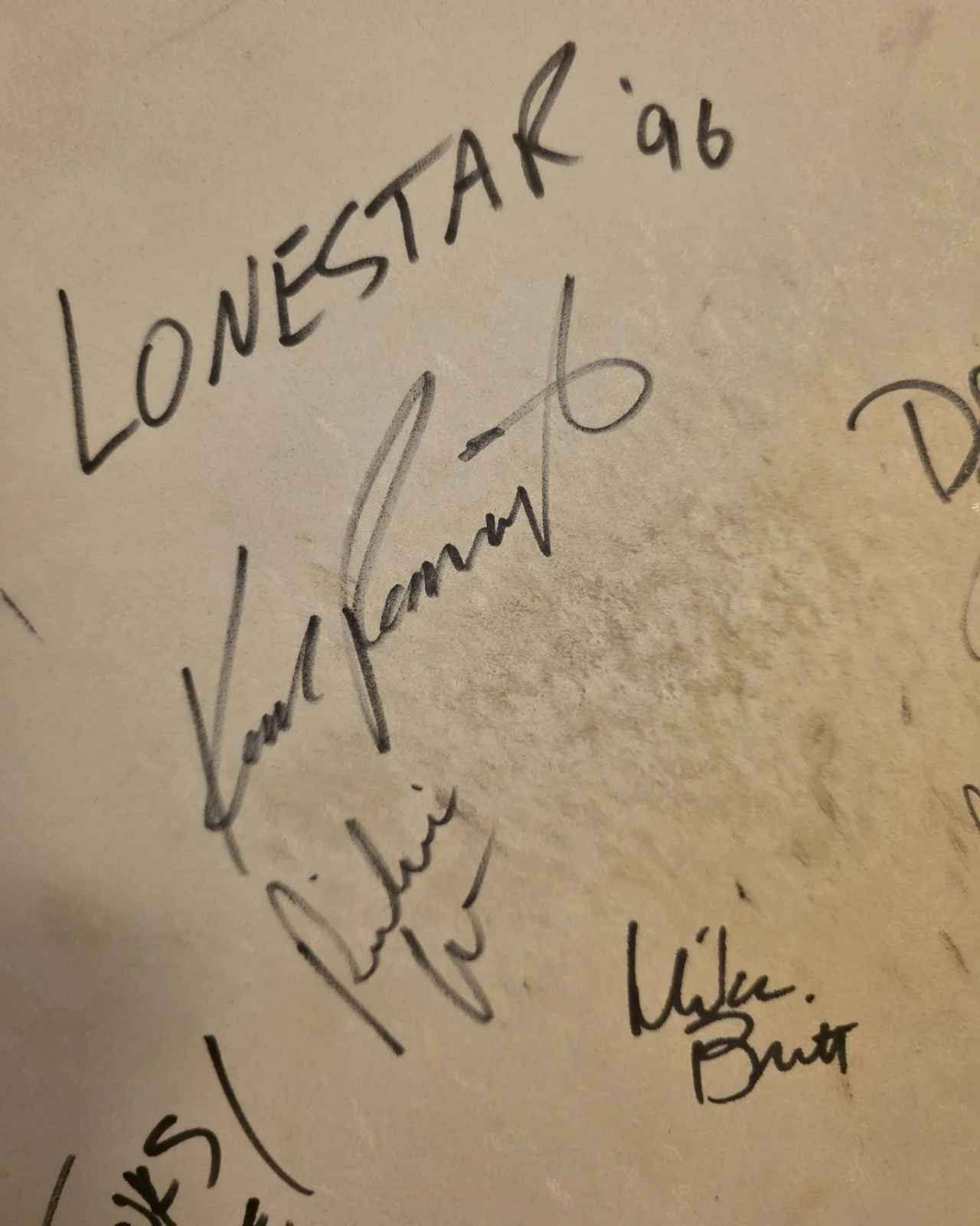 1996 Lonestar Autographed Drum Head John Rich, Richie McDonald, Mike Britt, image 2