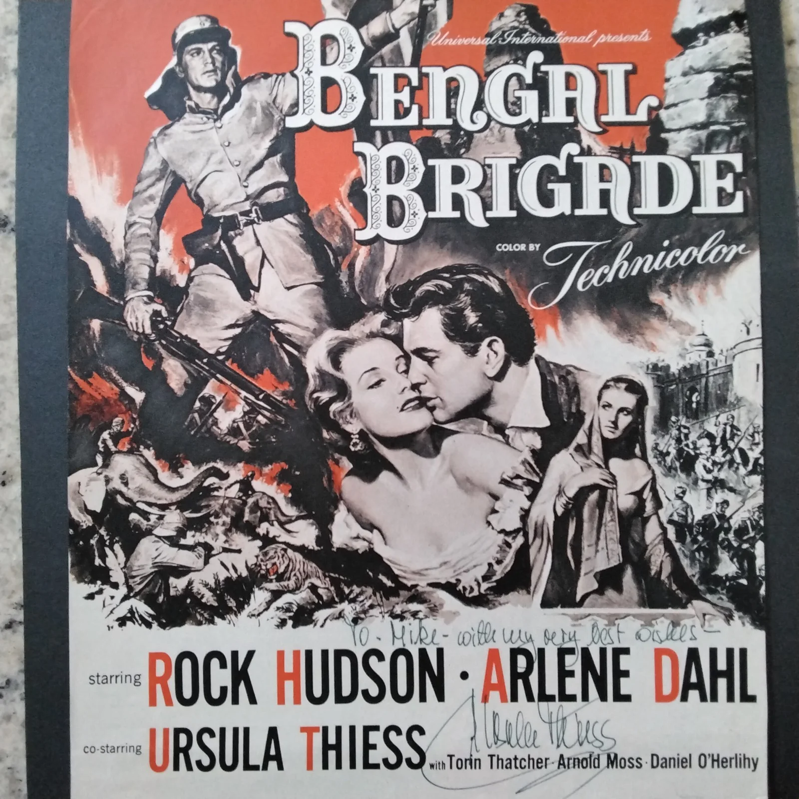Ursula Thiess SIGNED 1954 Movie Ad Bengal Brigade Rock Hudson Arlene Dahl War, изображение 2