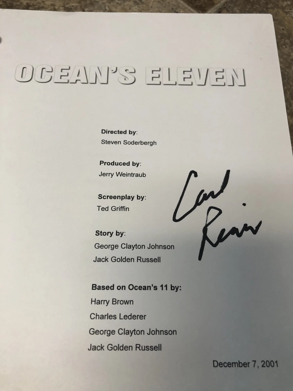 Carl Reiner — CARL REINER SIGNED AUTOGRAPHED OCEAN’S ELEVEN 11 FULL MOVIE SCRIPT SAUL BLOOM, изображение 3