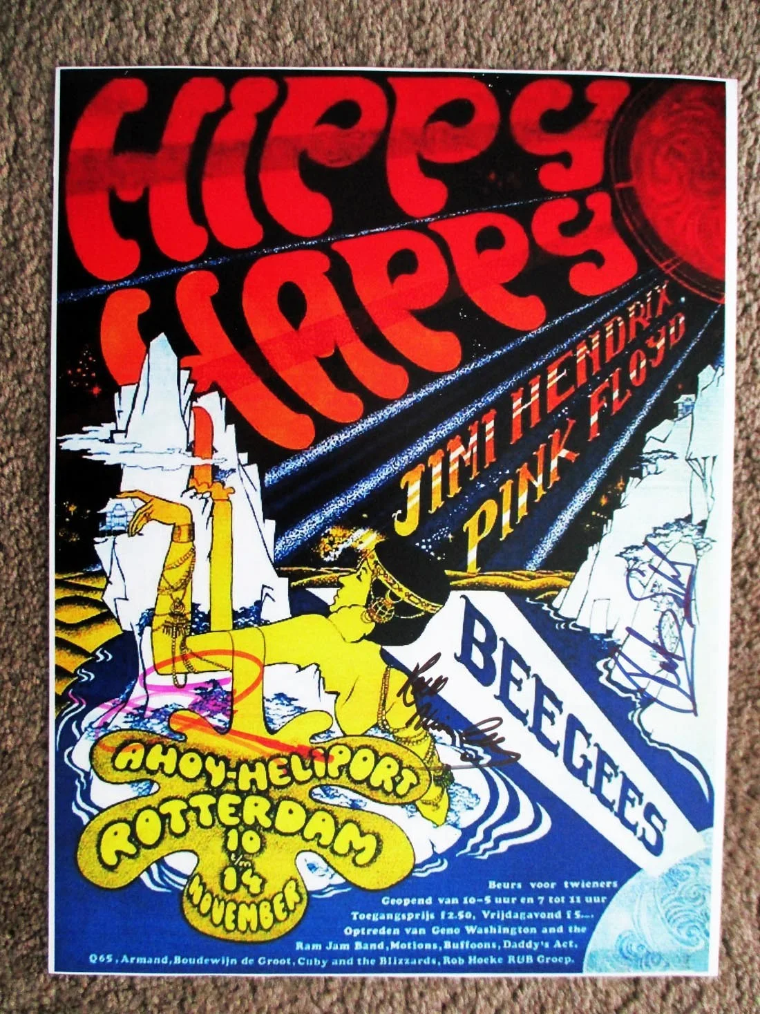 BEE GEE'S AUTOGRAPHED HAPPY HIPPY POSTER w/COA's, image 2
