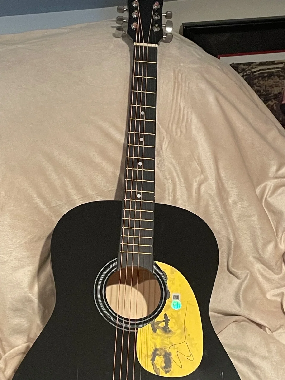 Ed Sheeran Guitar with Signed Custom Insert Pickguard (JSA) Beautiful Black 38", image 2
