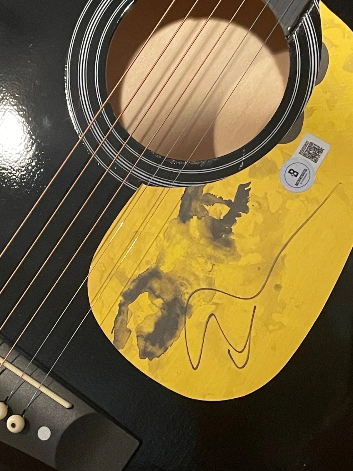 Ed Sheeran Guitar with Signed Custom Insert Pickguard (JSA) Beautiful Black 38", image 3