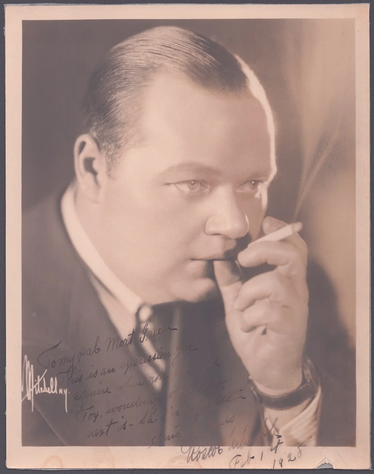 Roscoe Arbuckle — ROSCOE "FATTY" ARBUCKLE - AUTOGRAPHED INSCRIBED PHOTOGRAPH 02/01/1928