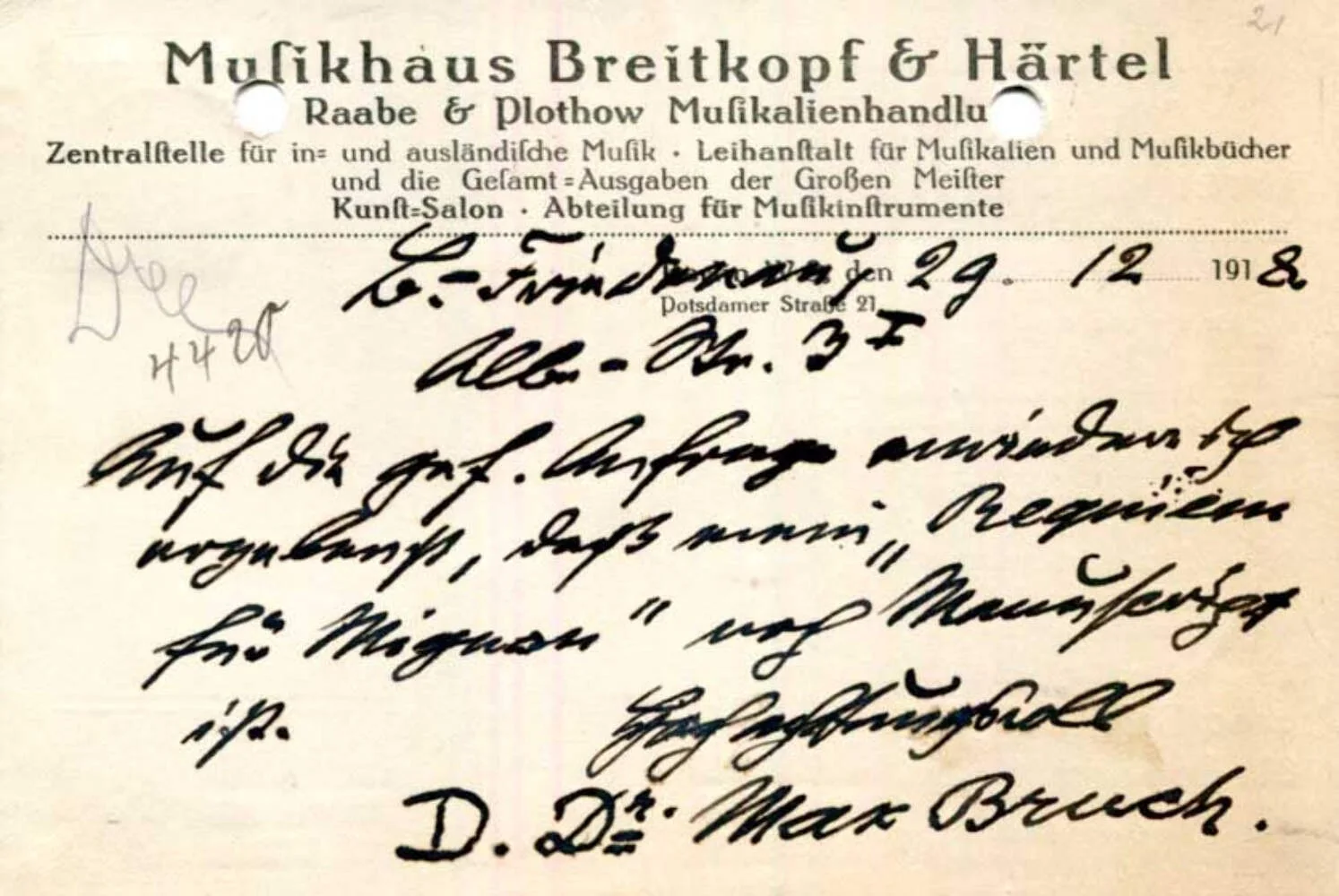 Max Bruch ROMANTIC COMPOSER autograph letter signed & mounted, image 2