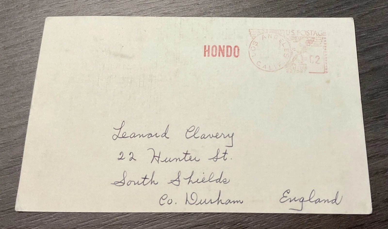 Vintage Hondo Postcard Postmarked Los Angeles And Signed Good Luck John Wayne, изображение 2