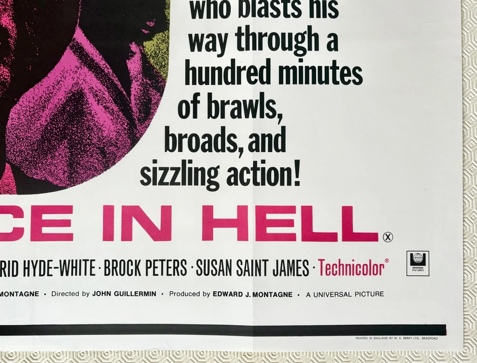 New Face In Hell Original 1968 Quad Poster George Peppard Gayle Hunnicutt, изображение 3