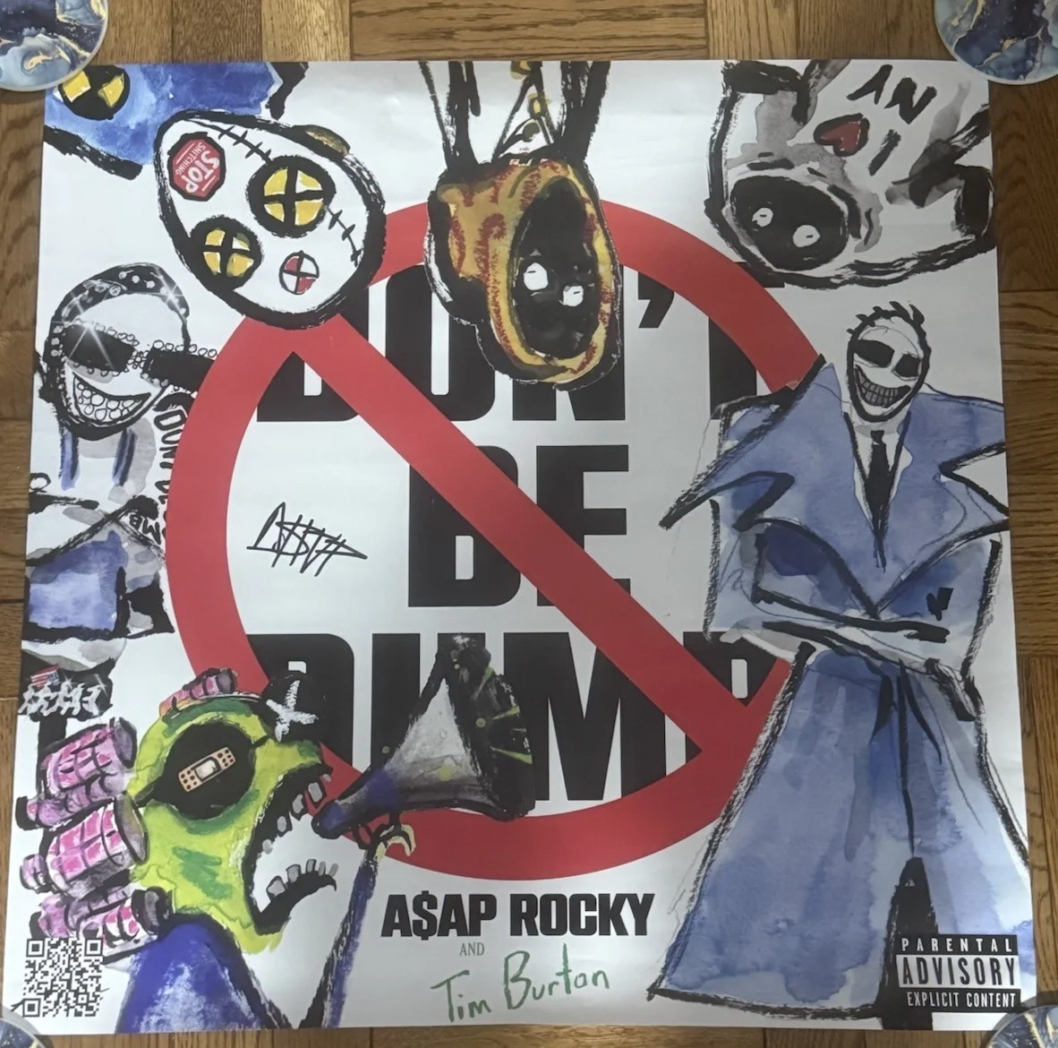 Asap Rocky Signed 24x24 Poster Don’t Be Dumb Pop Up Exclusive NYC 2026 Autograph, изображение 2