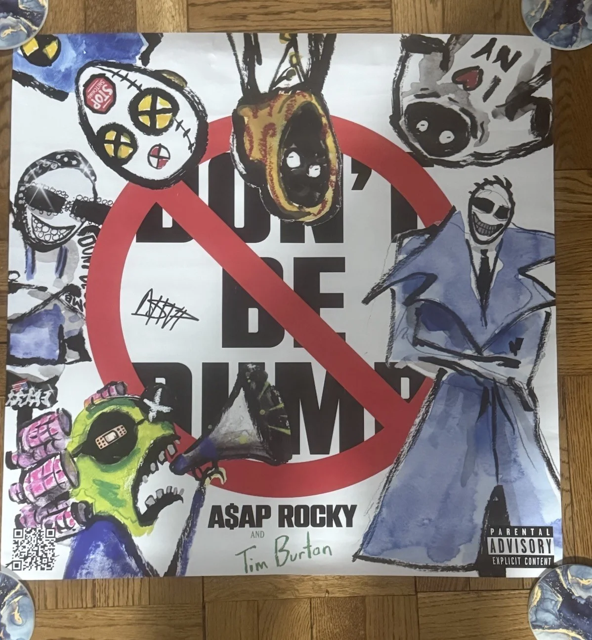 Asap Rocky Signed 24x24 Poster Don’t Be Dumb Pop Up Exclusive NYC 2026 Autograph, изображение 3