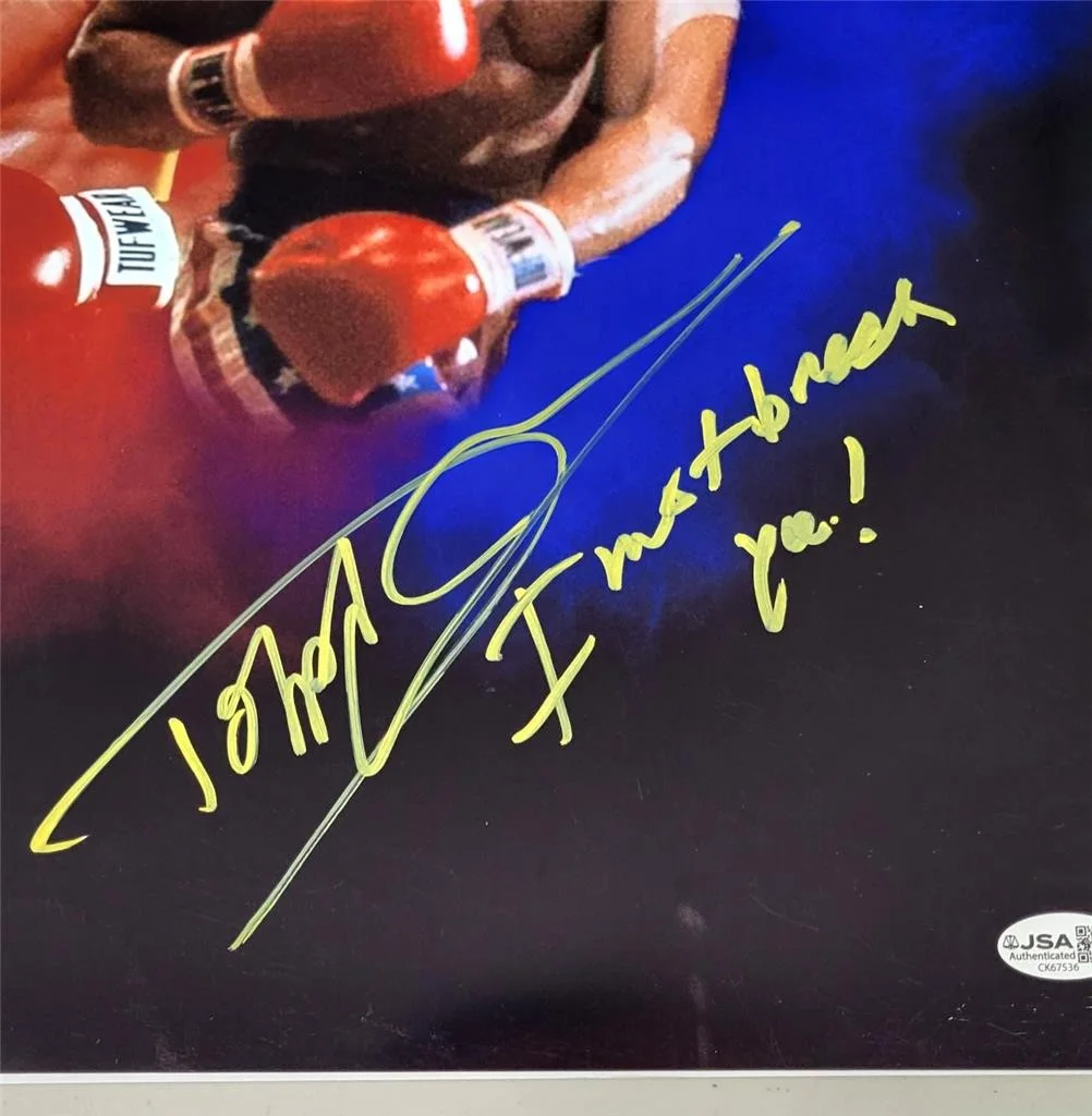 Dolph Lundgren — Dolph Lundgren signed Drago "I Must Break You!" 16x20 photo Rocky auto (A) ~ JSA, image 2