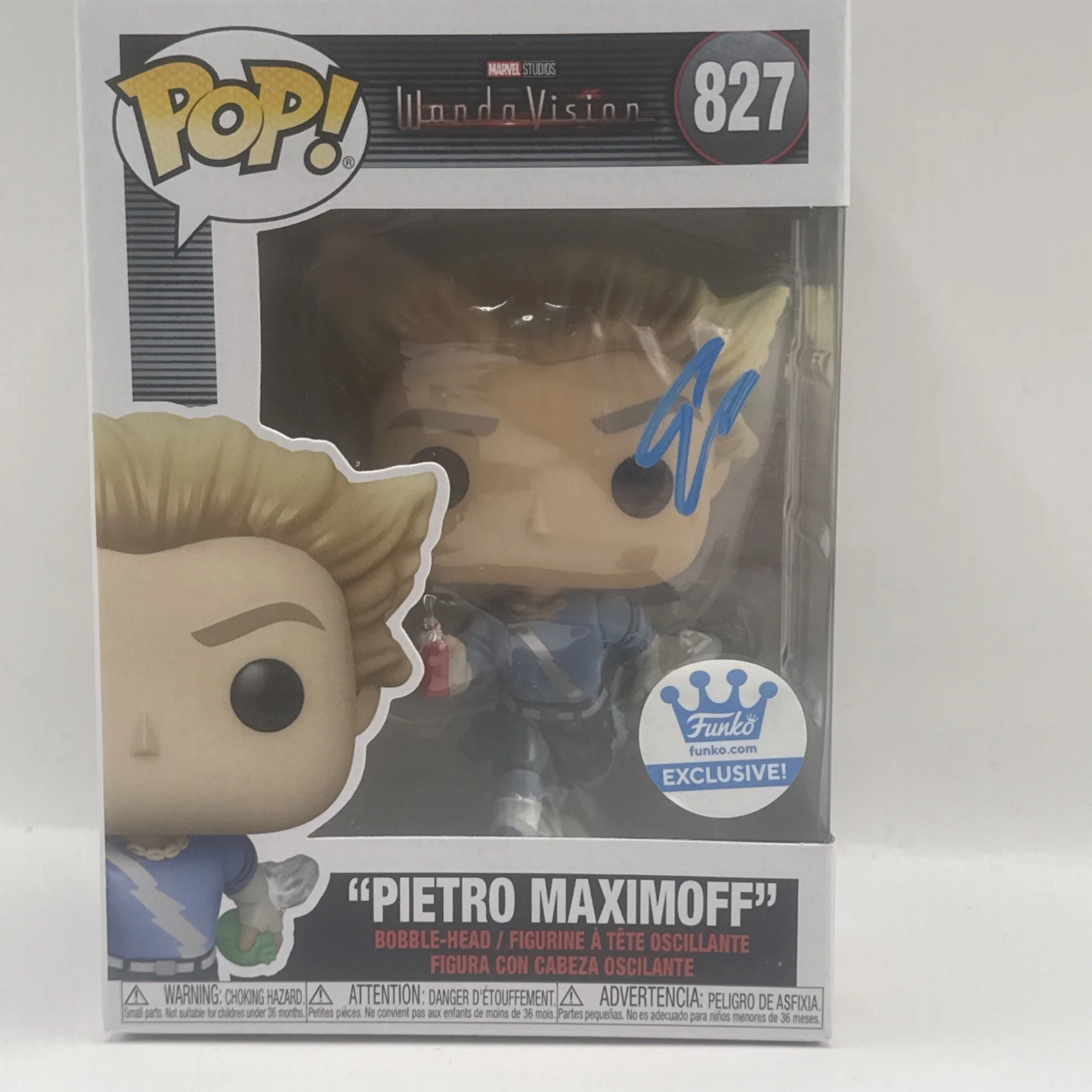 Evan Peters — Evan Peters Signed Pietro Maximoff Funko 827 Wandavision Authentic EXACT PROOF