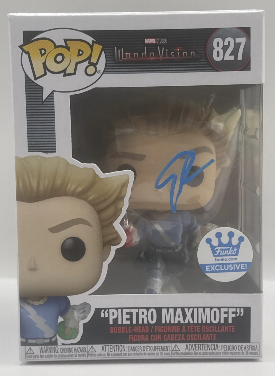 Evan Peters — Evan Peters Signed Pietro Maximoff Funko 827 Wandavision Authentic EXACT PROOF
