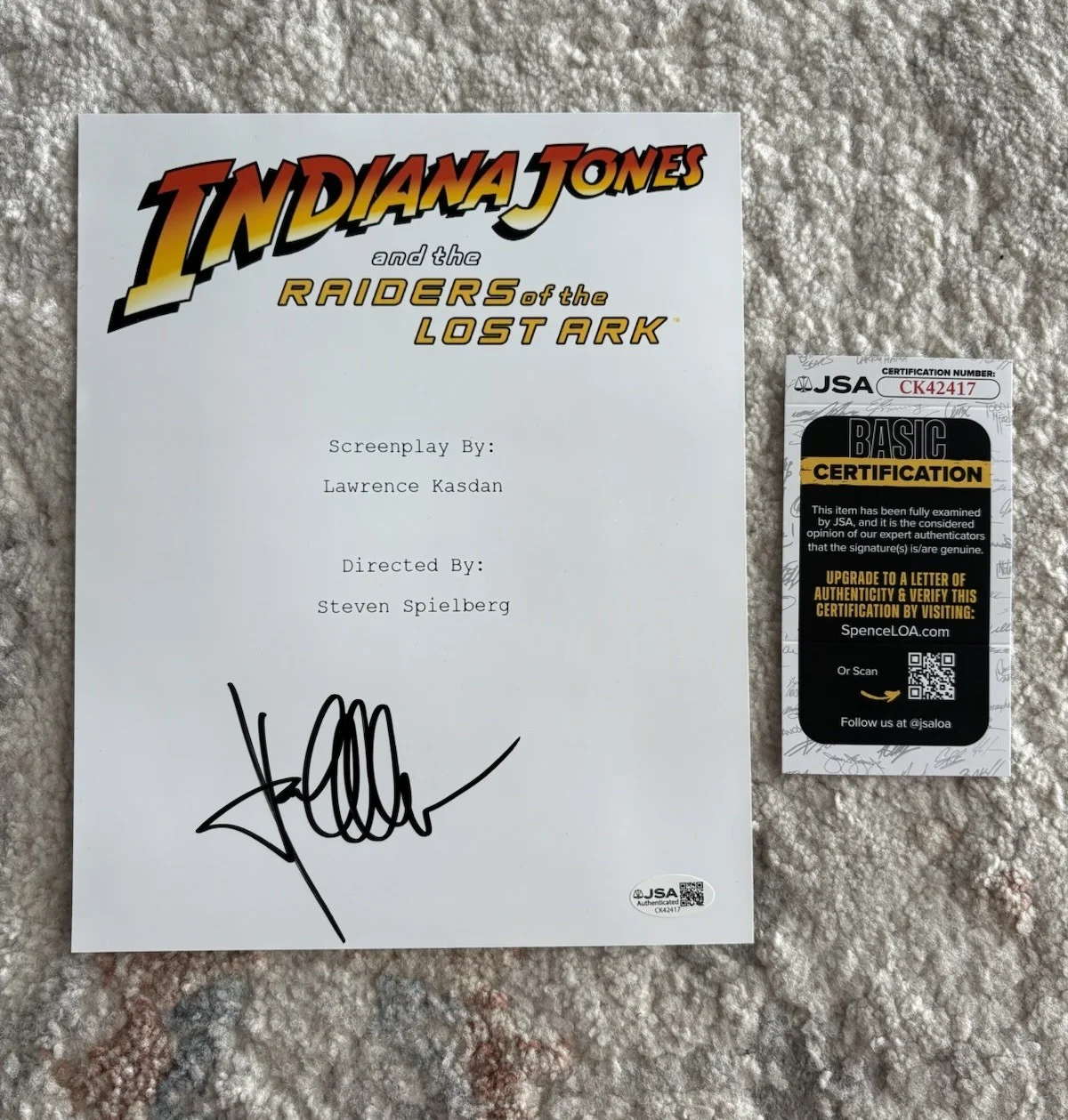 Karen Allen — Karen Allen Signed Indiana Jones Raiders Of The Lost Ark 8x10 Script Cover JSA!