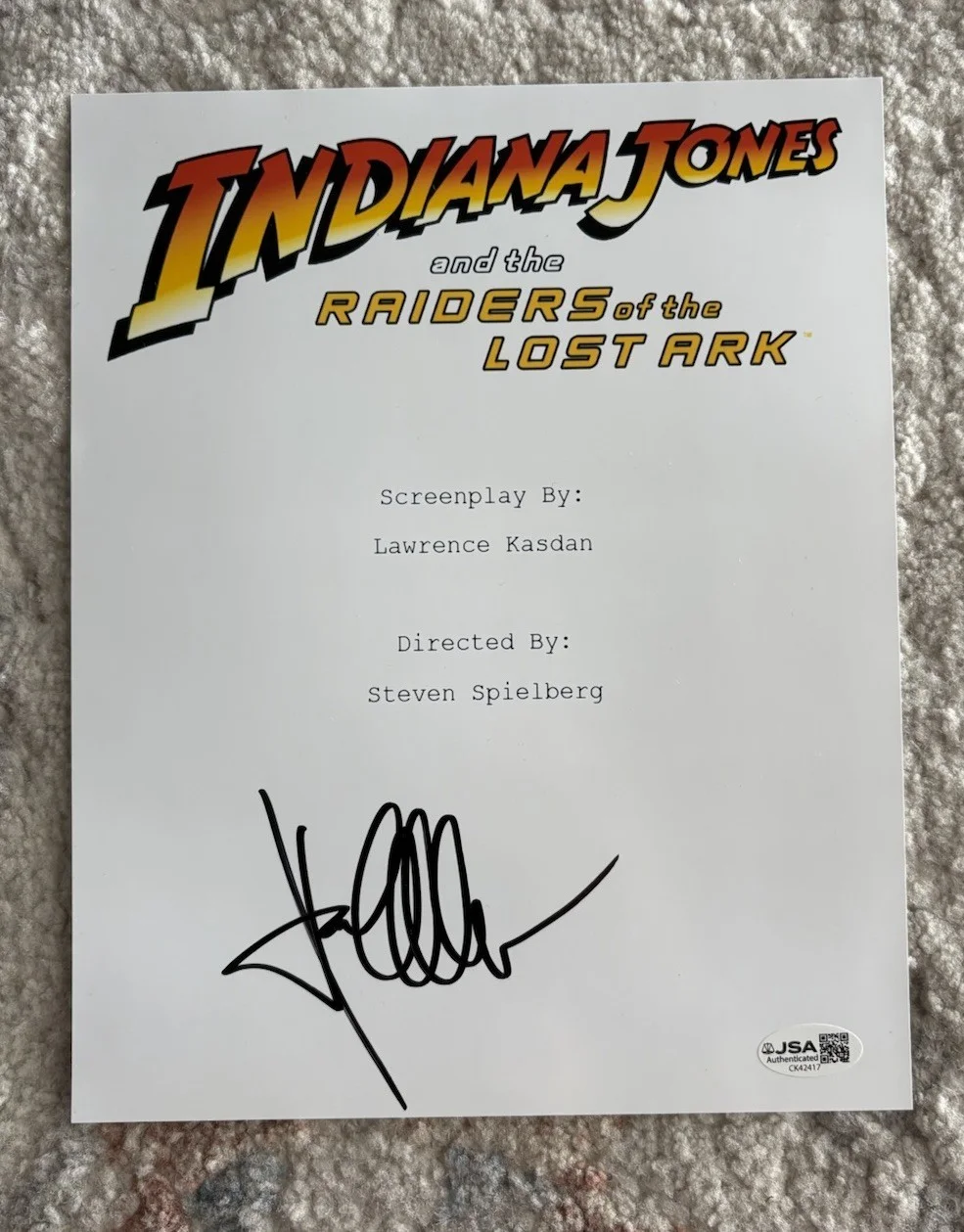 Karen Allen — Karen Allen Signed Indiana Jones Raiders Of The Lost Ark 8x10 Script Cover JSA!, изображение 2