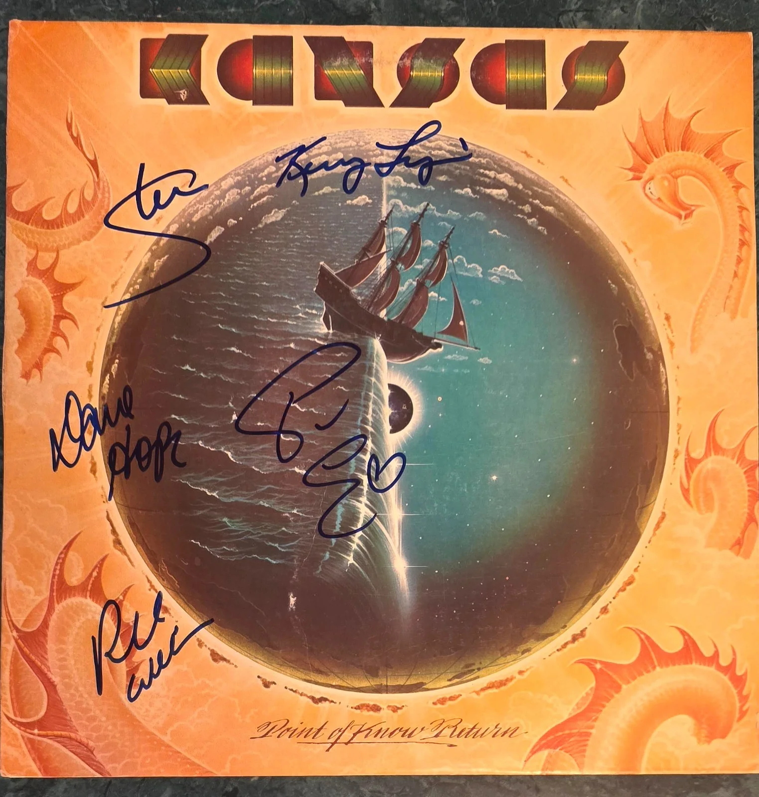 SIGNED KANSAS 5X POINT OF KNOW RETURN 12" LP COVER W/ALBUM AND HOLOGRAM #452969, изображение 2