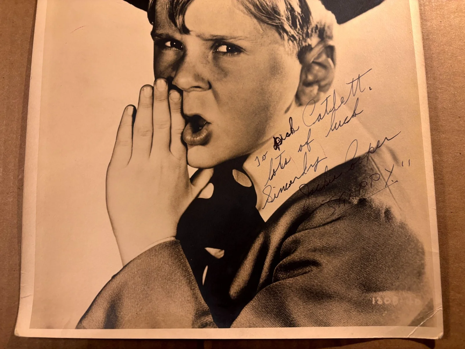 Jackie Cooper Very Rare Very Early Autographed Oversize 11/14 Photo 30s Skippy, изображение 3