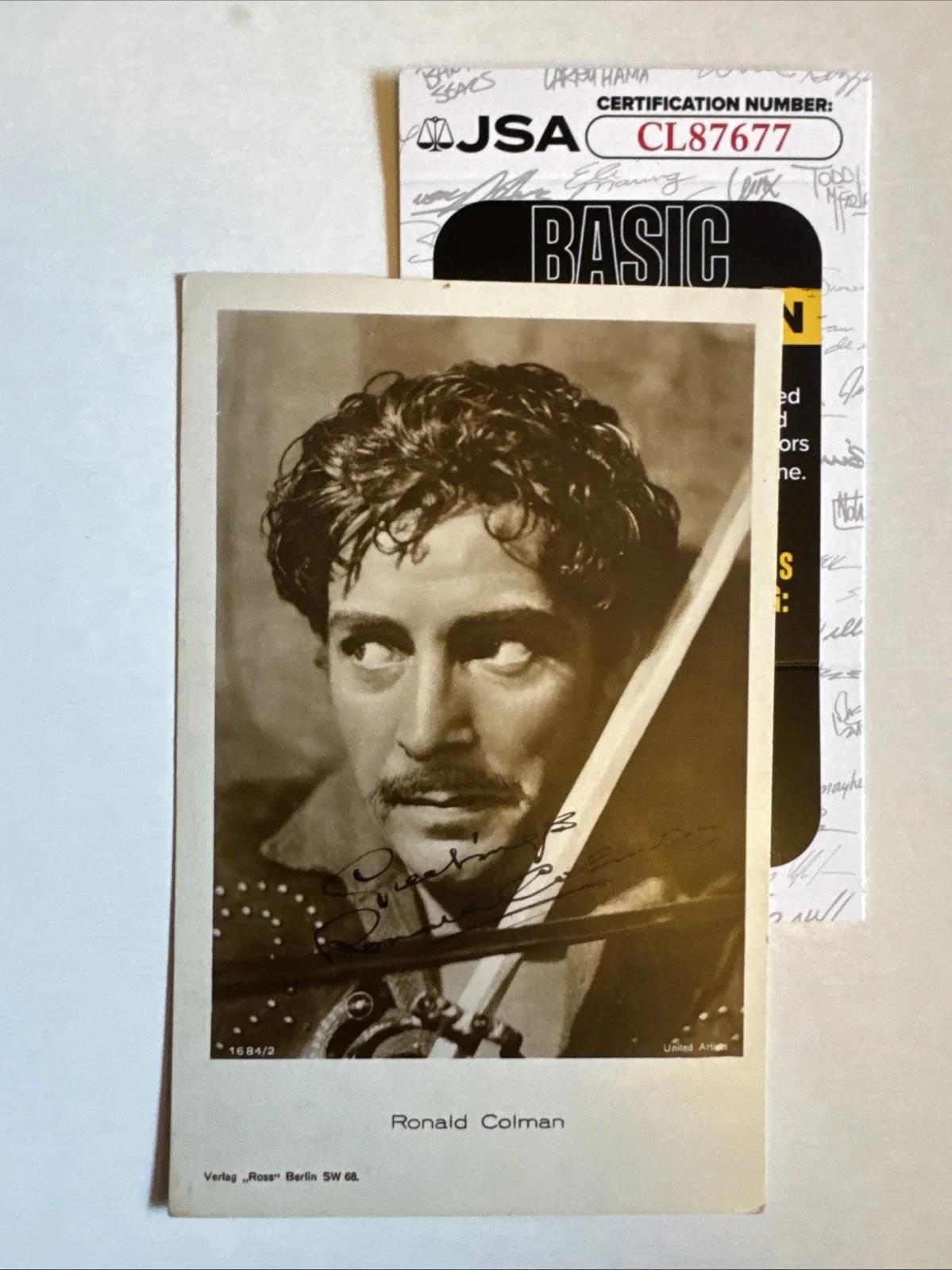 Ronald Colman — ACTOR Ronald Colman VERLAG ROSS BERLIN Postcard Autographed SIGNED Died 1958 JSA, изображение 3