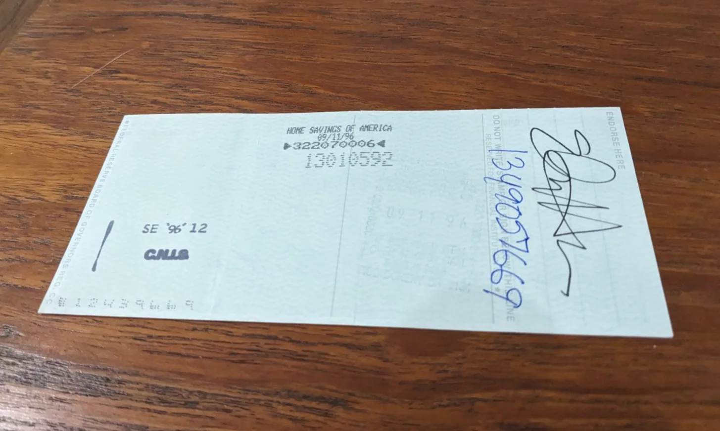 Keanu Reeves — Exceptionally RARE Keanu Reeves Signed Autograph Bank Check 1996, image 4