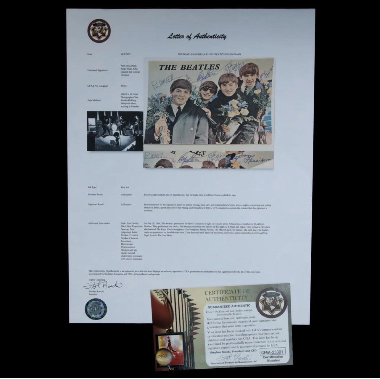🎶 All 4 Beatles in Sweden 1964 Signed Poster Lennon McCartney Harrison Starr 🎶, image 5