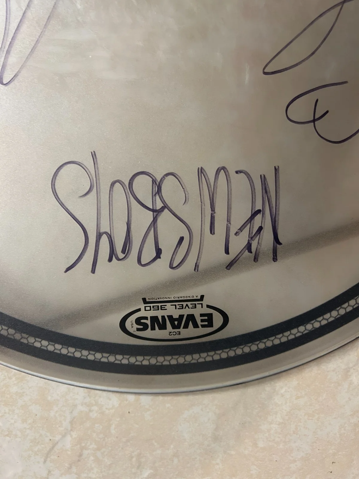Newsboys Autograph Signed 2018 Tour Drum Head, image 3