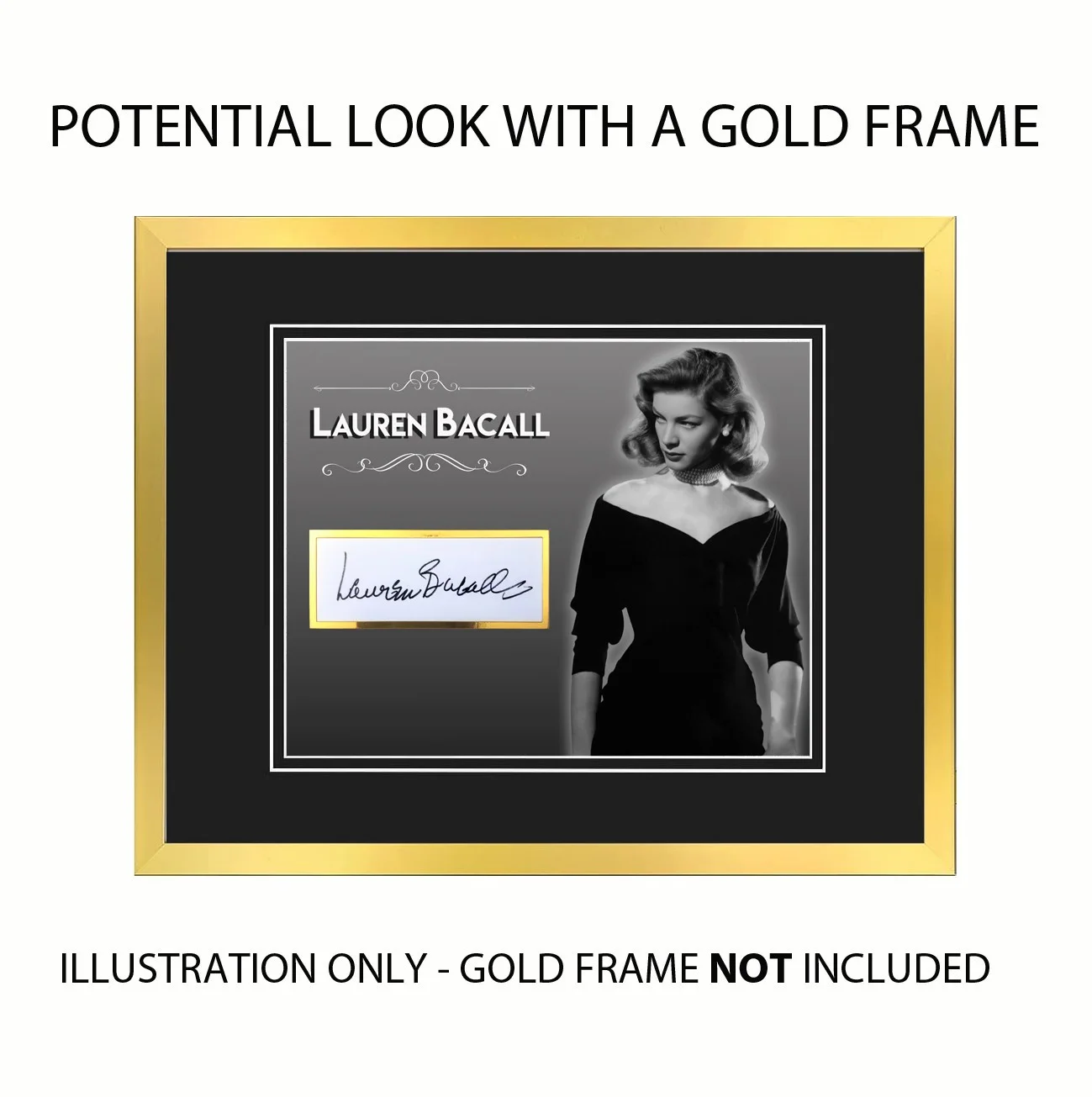 LAUREN BACALL — LAUREN BACALL Signed/Autographed 11x14 Mat Display, image 2