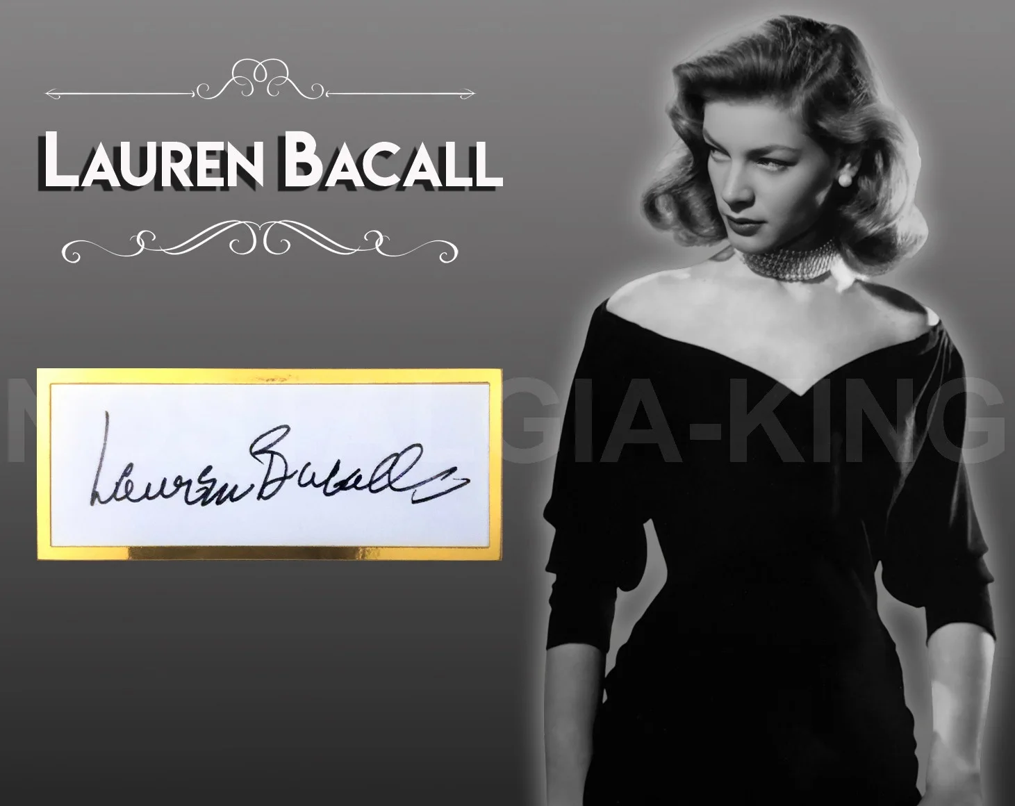 LAUREN BACALL — LAUREN BACALL Signed/Autographed 11x14 Mat Display, image 3