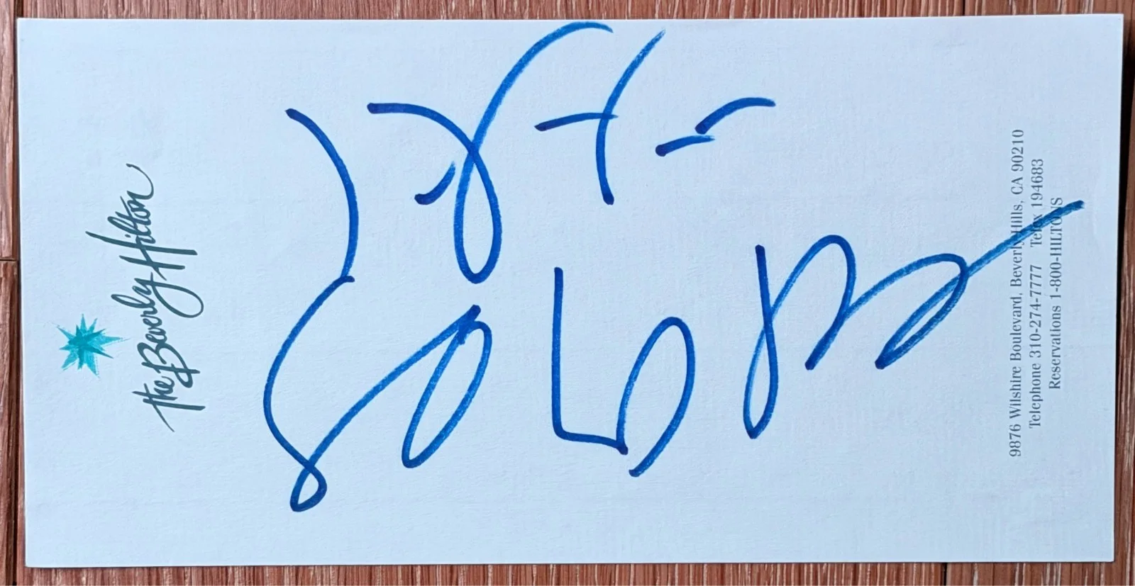 Jeff Goldblum — Jeff Goldblum Autograph Signed Beverly Hilton 1997 Signature Jurassic Park