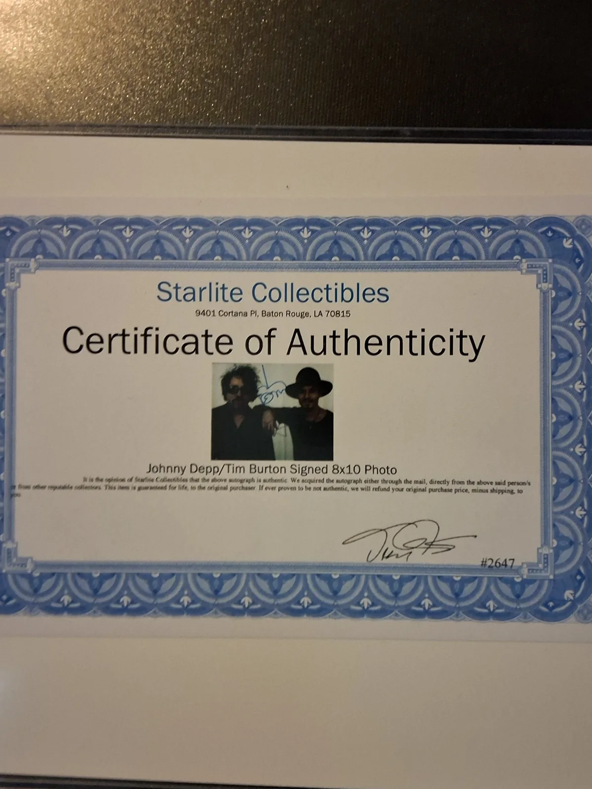 Legendary Filmmakers Tim Burton Johnny Depp. Signed Autograph. COA, image 5